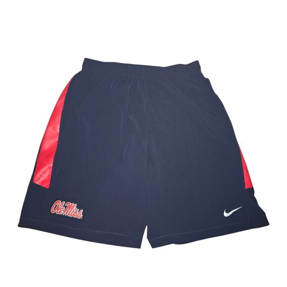 Nike Ole Miss Rebels Red & Blue Drawstring 11" Inseam Basketball Shorts Size XL - Picture 1 of 11
